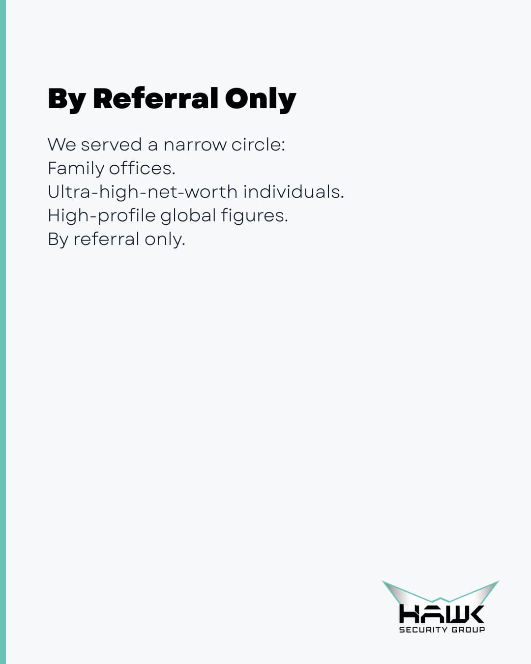 Welcome to HAWK Security Group - The New Standard of Personal Sovereignty IG slide 3